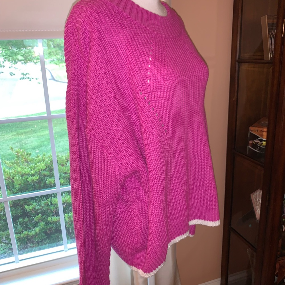 Pink/ purple sweater with white stripe